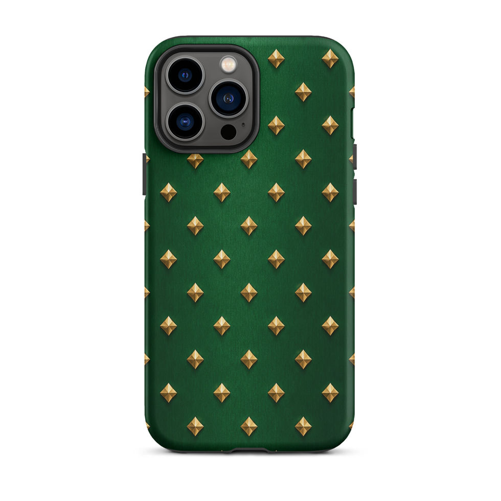 Emerald Gilt Diamonds tough case for iPhone 13 Pro Max, gold-look diamonds on emerald green