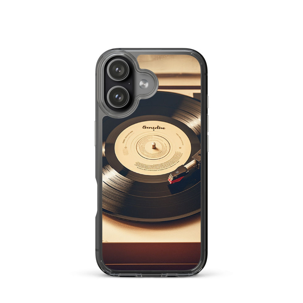 Golden Grooves clear iPhone case final lifestyle view of the clear music case, image 50.