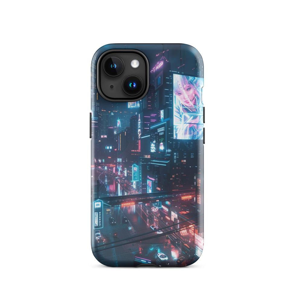 Futuristic Neon District glowing streets on tough iPhone case — gallery view 17