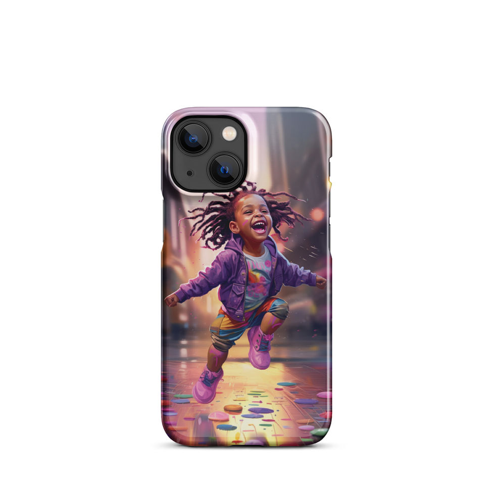 Vivid iPhone 13 snap case carrying energetic playground artwork
