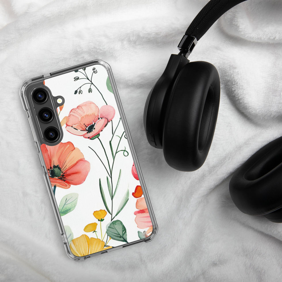 Petal Blush clear Samsung case, angled view 50