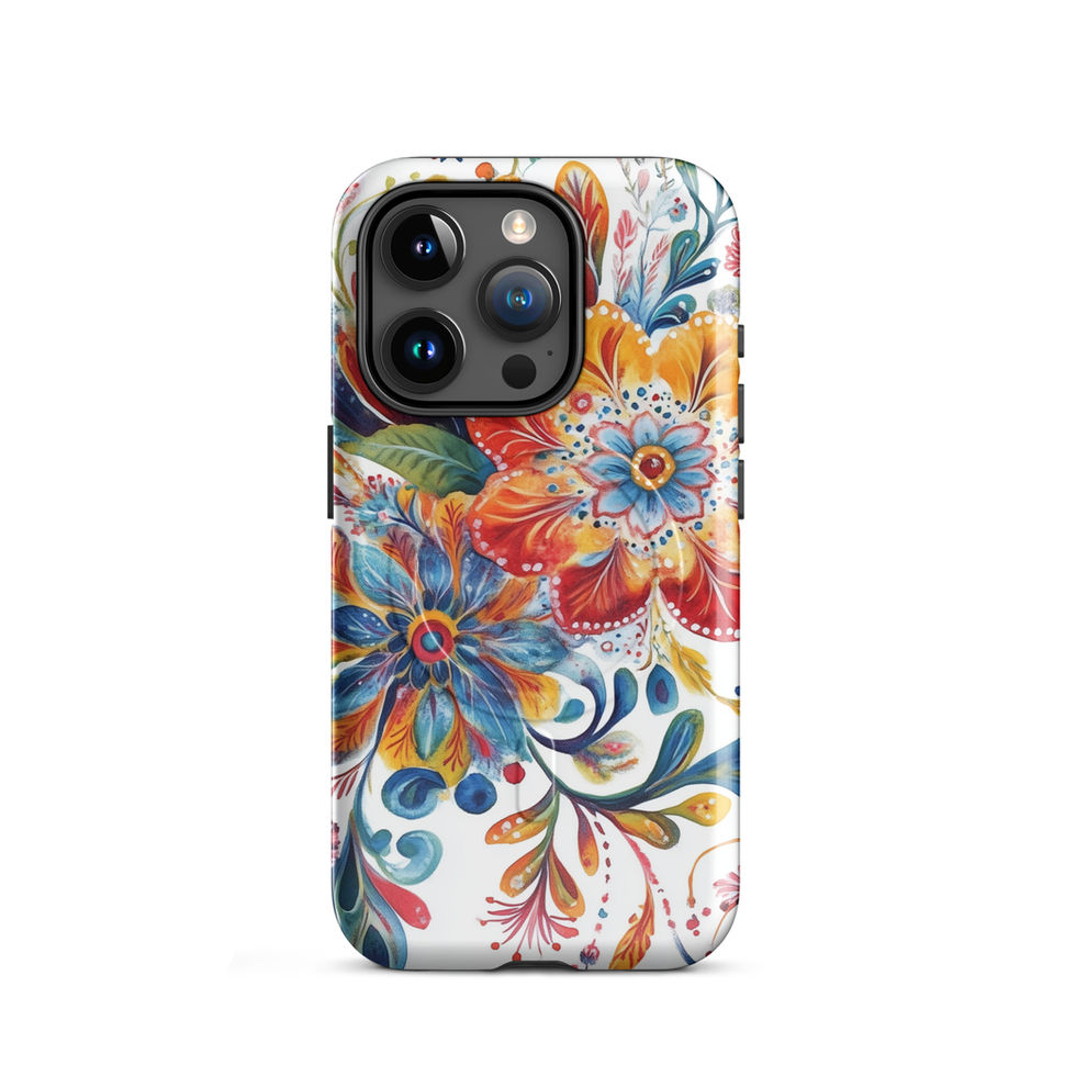 Festival Bloom MagSafe tough case for iPhone 15 Pro Max, vibrant bloom artwork with aligned camera opening