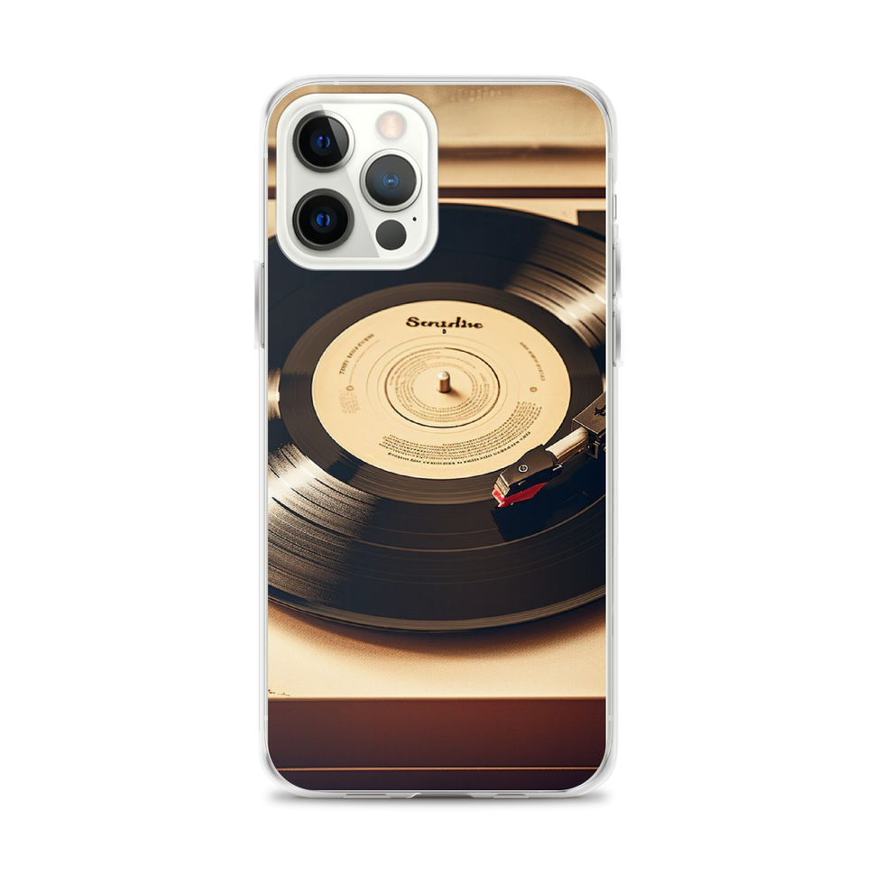 Golden Grooves clear iPhone case bright flat lay showing the clear sides, image 10.