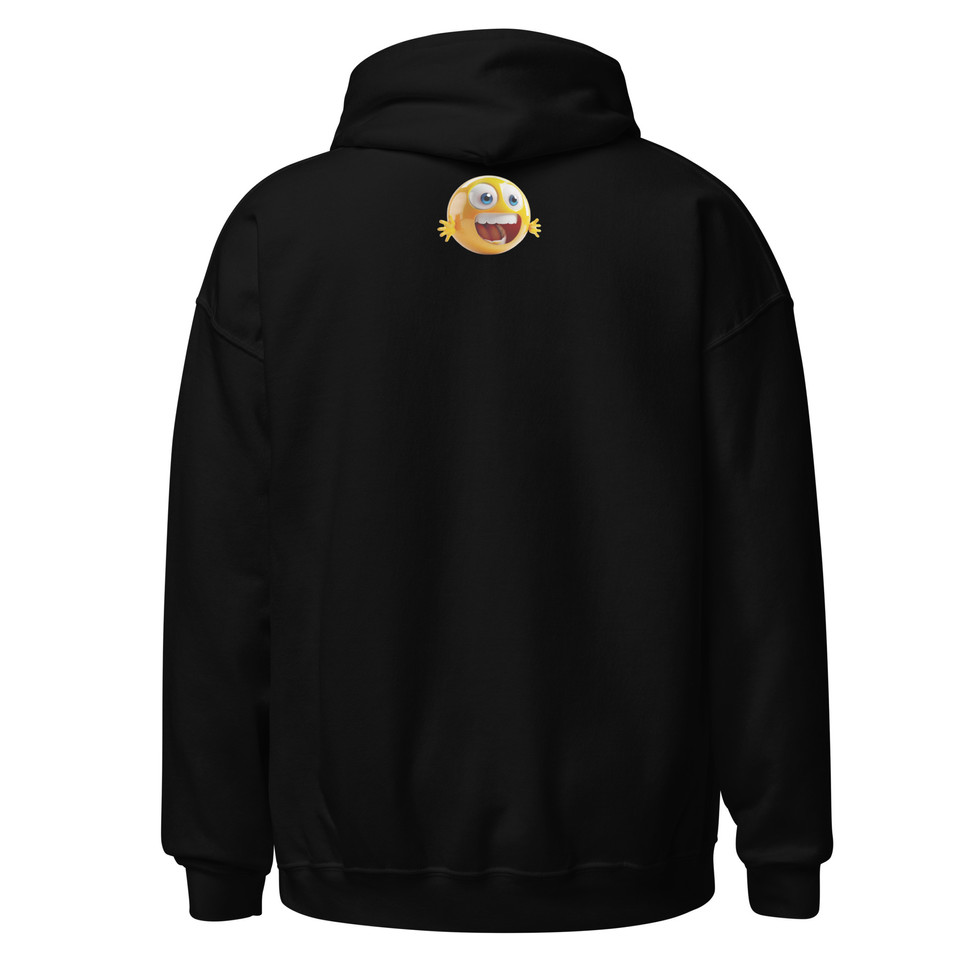 Ethereal Circuitry: black unisex hoodie showing back and hood