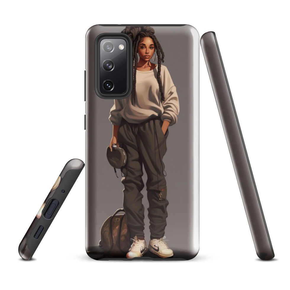 Plus-format Galaxy S20 Plus case with poised contemporary Black artwork