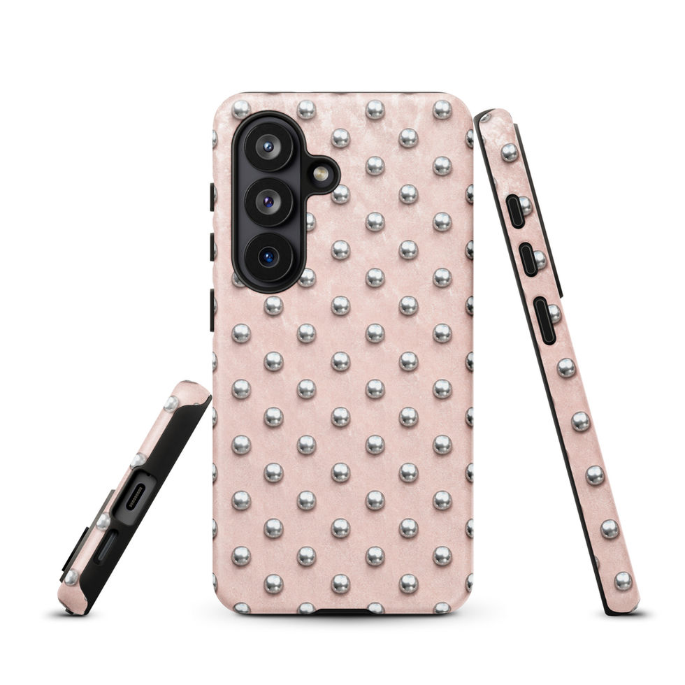 Blush Silver Dots tough case for Samsung Galaxy S26, silver-look dots on blush pink