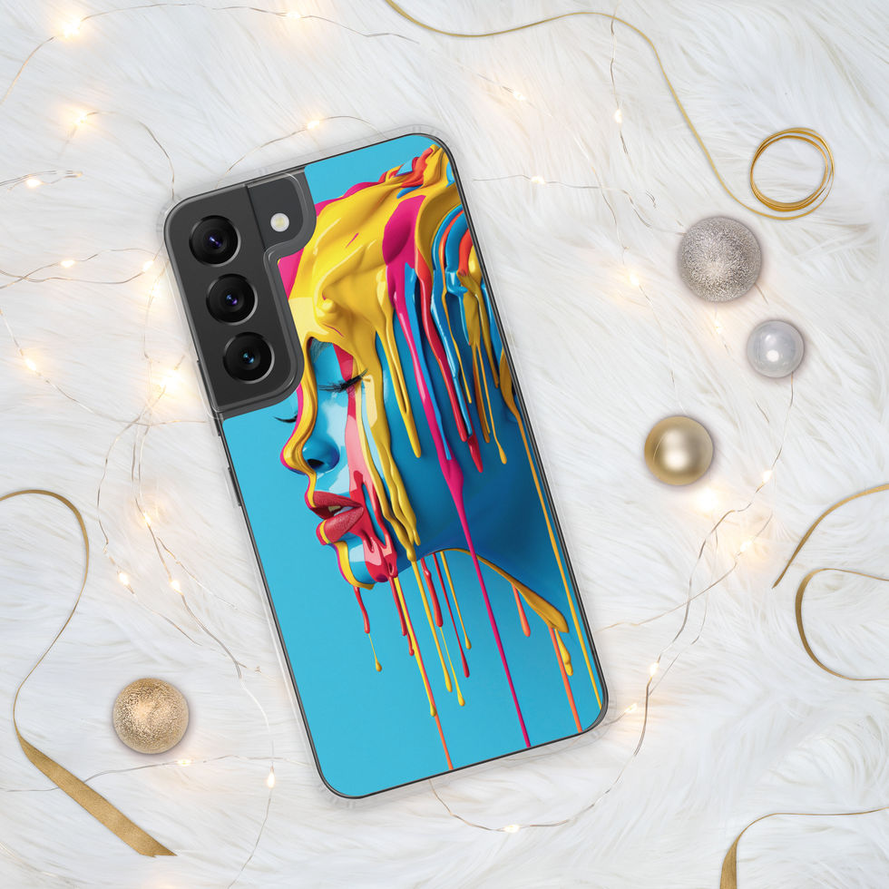 Melted Serenity clear case for Samsung with calm surreal portrait artwork, upright display, preview 9