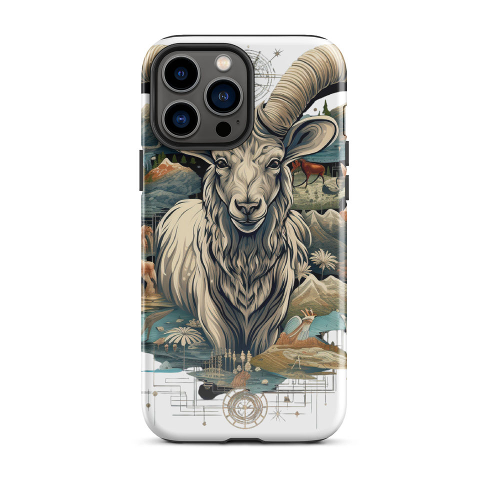 Cosmic ram-mockup-12 showing Celestial Summit artwork on an iPhone tough phone case