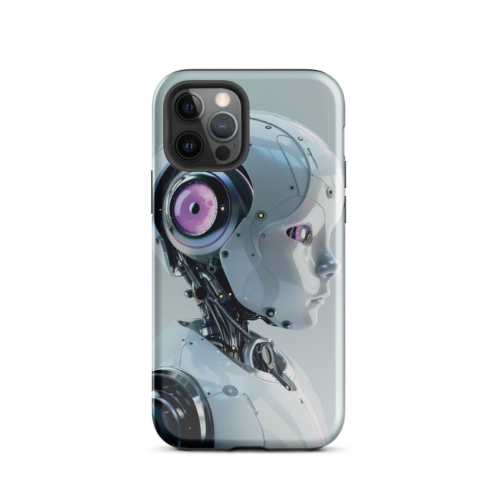 Nano Guardian profile AI artwork on a protective iPhone case