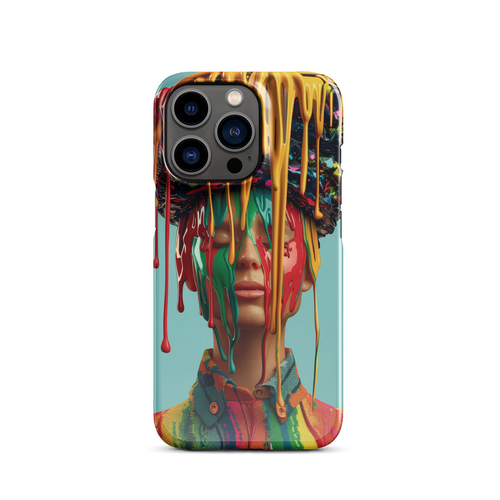Drip Royale slim snap case for iPhone with vivid neon paint-drip portrait, close-up artwork detail, preview 11