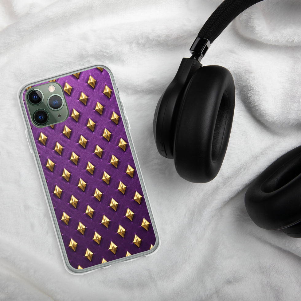 Amethyst Gold Diamonds clear case for iPhone 11 Pro, gold-look diamonds on amethyst purple, alternate view 2