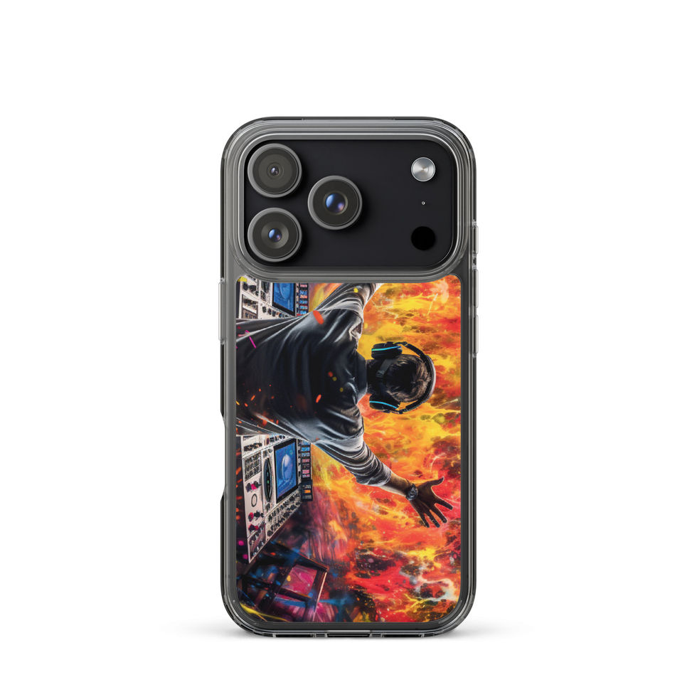 Neon Soundwave glowing music-wave design on a transparent iPhone case, gallery image 50 of 50