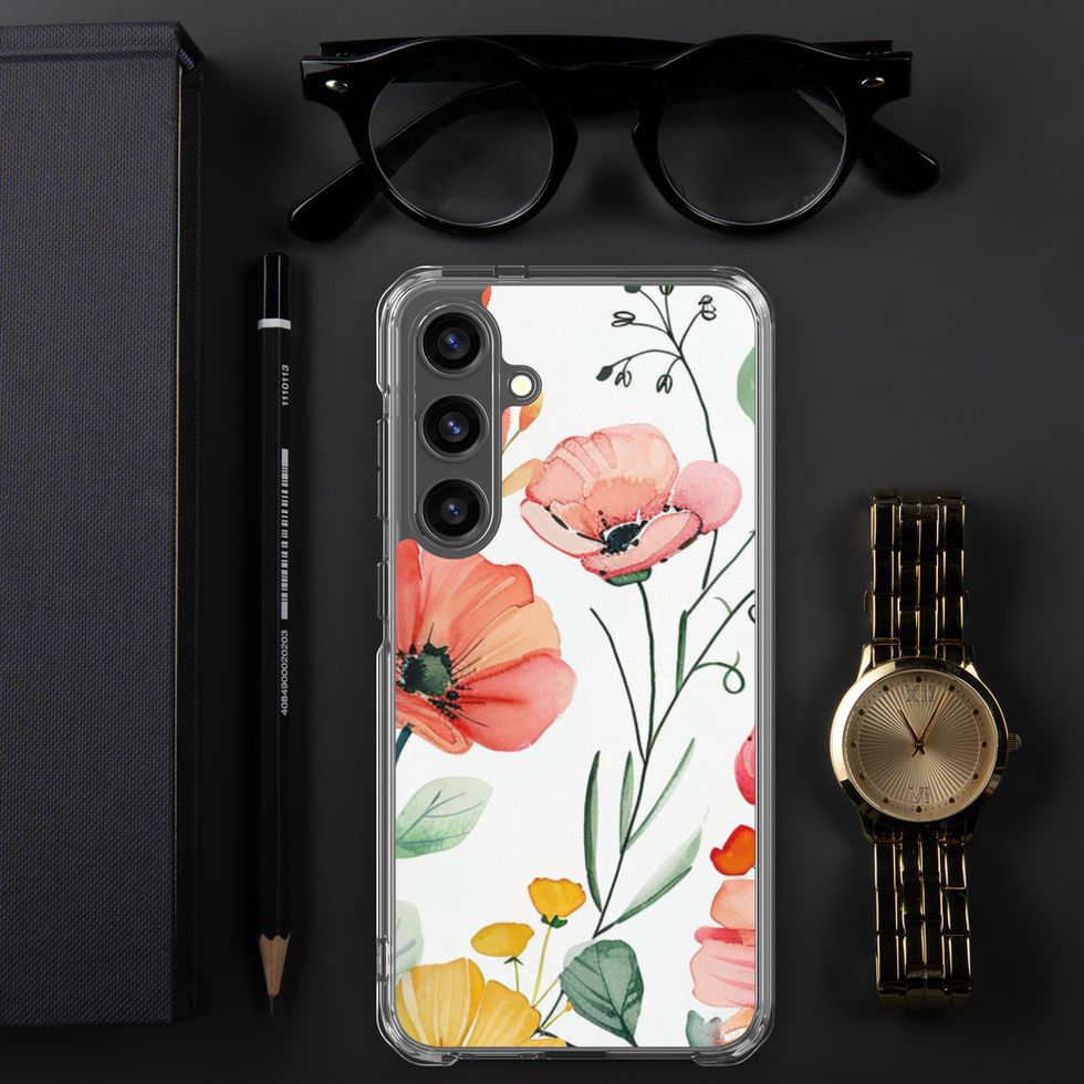 Petal Blush clear Samsung case, camera fit view 43
