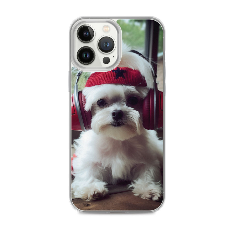 Groove Pup music-loving dog artwork on a clear iPhone case โ gallery view 18