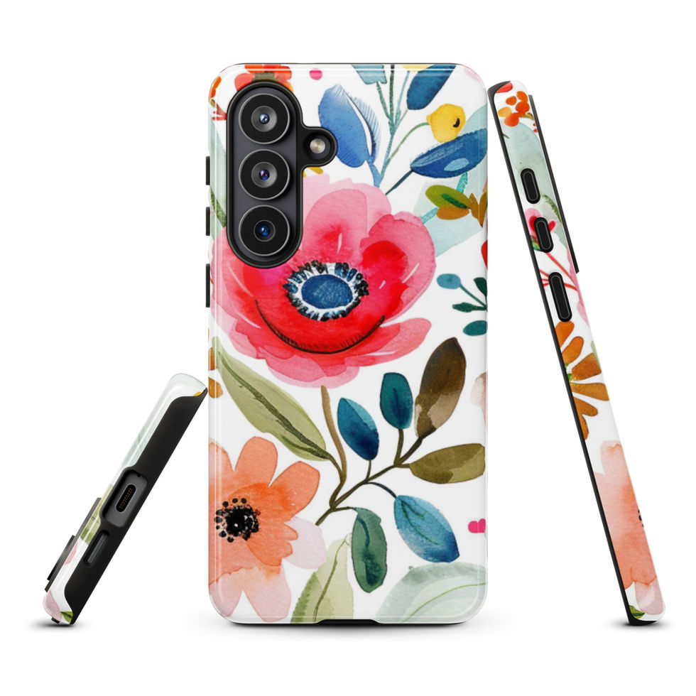 Field Notes in Bloom tough case for Samsung Galaxy S22 Plus, dual-layer botanical journal artwork, image 1