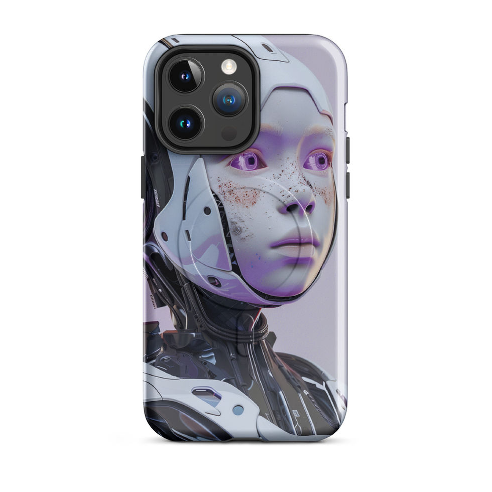 Cybernetic android portrait iPhone tough case rear view