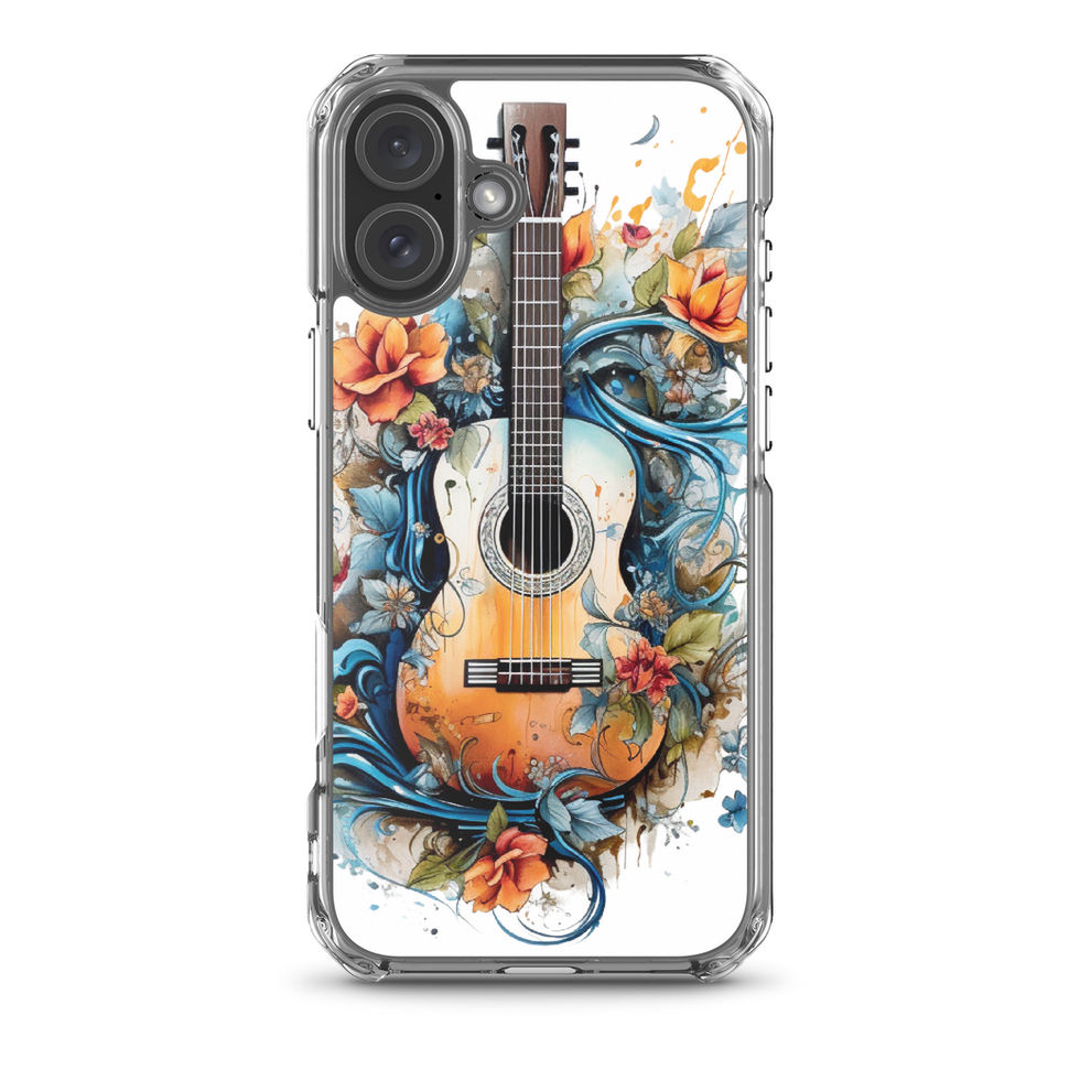 Nature’s Song clear iPhone case camera opening close-up in a close product crop, showing the floral music artwork, image 39.