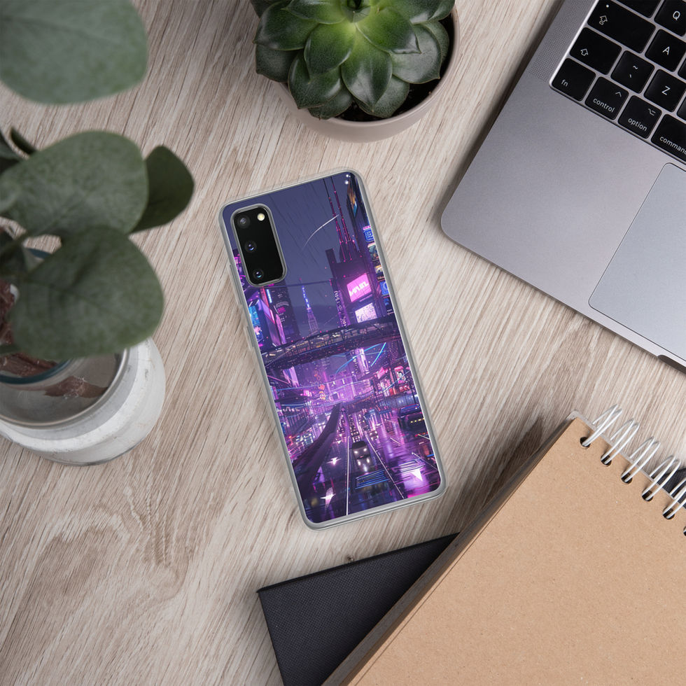 Cyber City Lights glowing cityscape on clear Samsung case — gallery view 10
