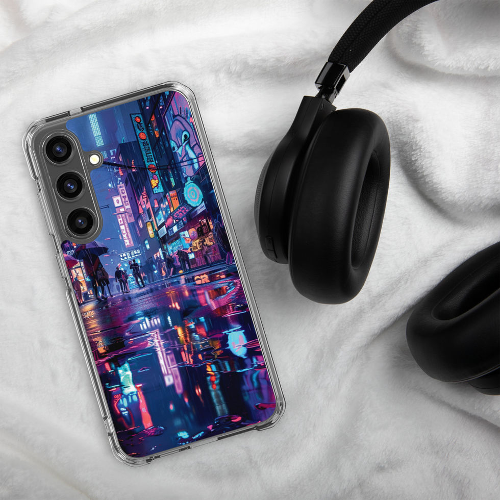 Neon Rainfall clear Samsung case with colourful rain-lit cityscape — gallery view 44