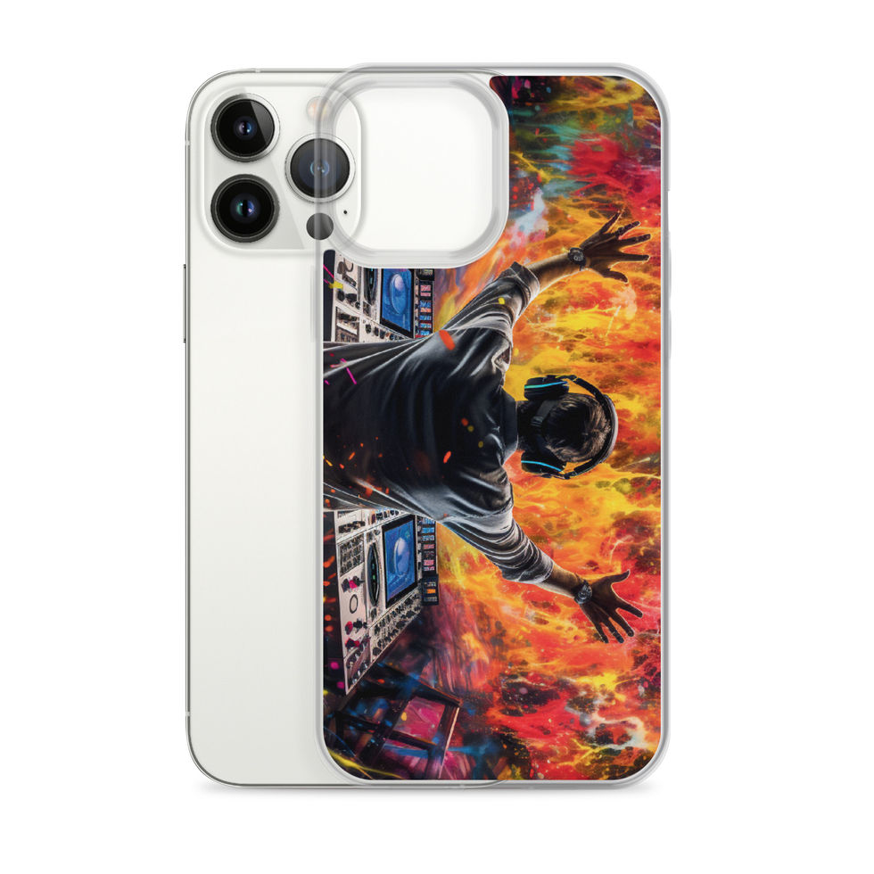 Neon Soundwave glowing music-wave design on a transparent iPhone case, gallery image 19 of 50