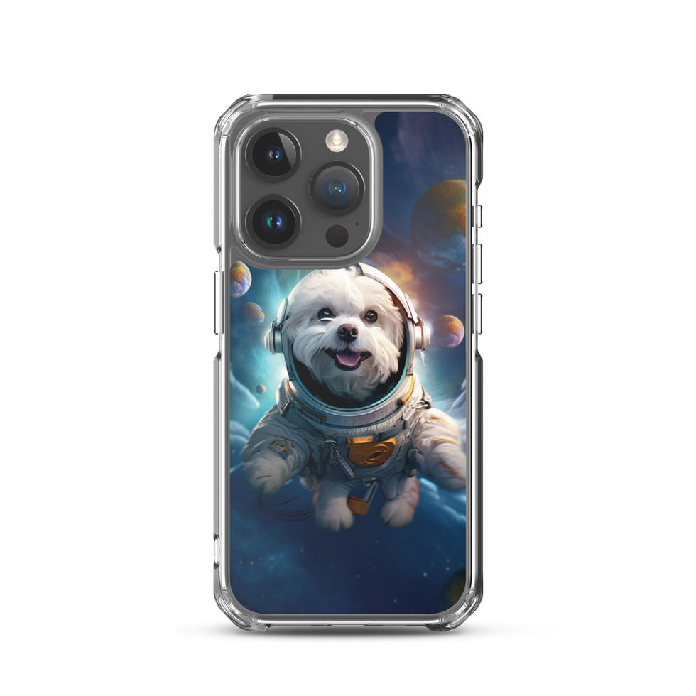 Galactic Voyager cosmic dog iPhone clear case — protective back view 36