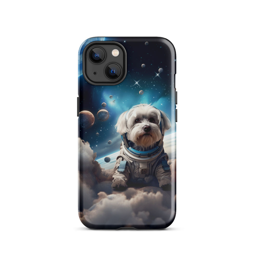 Cosmic dog-mockup-10 showing Celestial Voyager artwork on an iPhone tough phone case