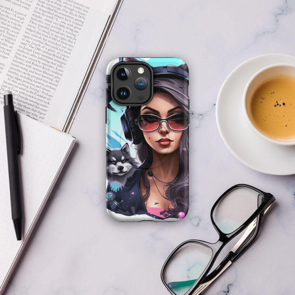 Shadow Huntress MagSafe iPhone Tough Case with dark hair framing the face
