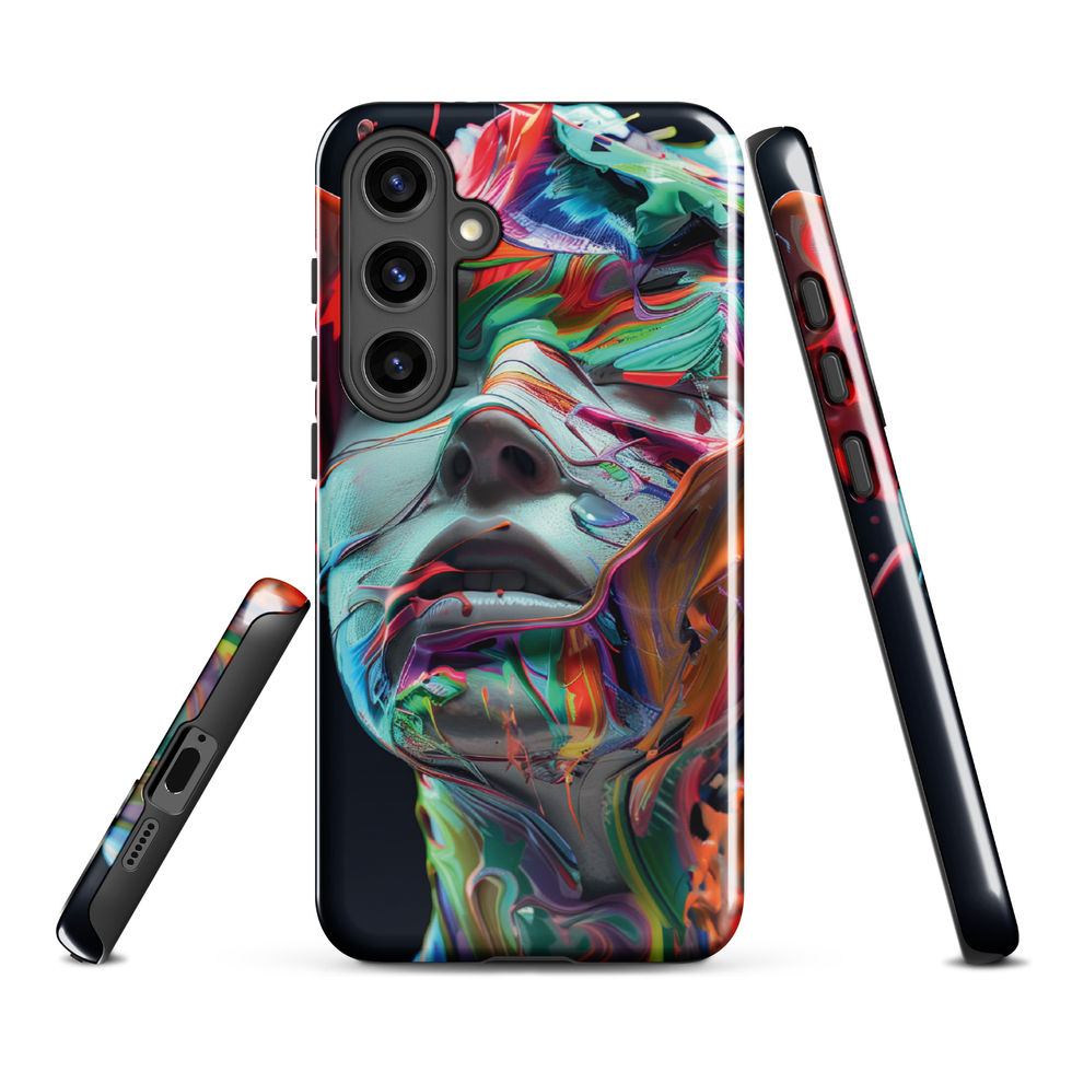 Eruption of Colour protective Samsung tough case with explosive portrait art, handheld preview, image 9