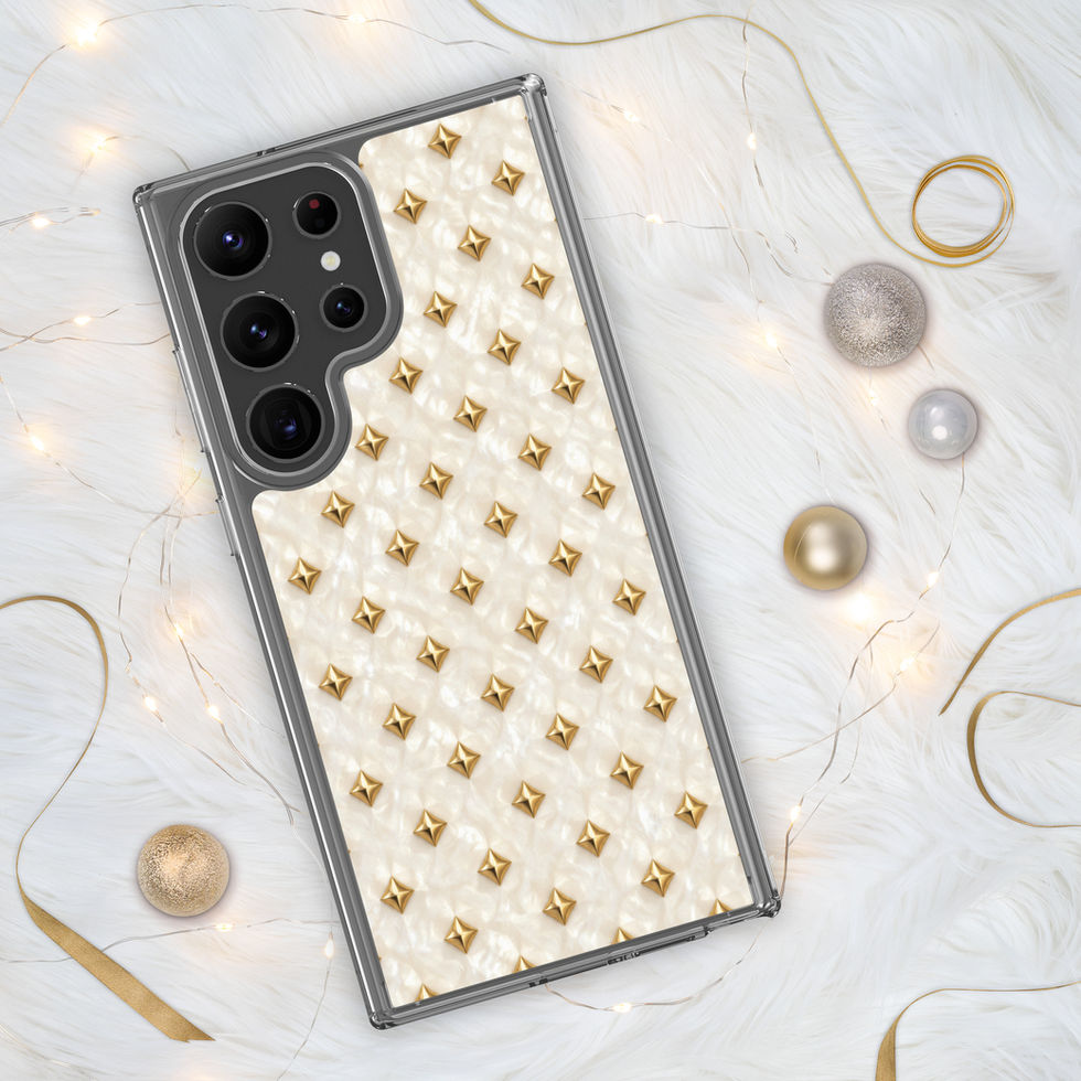 Champagne Pearl Diamonds clear case for Samsung Galaxy S23 Ultra, gold-look diamonds on pearl cream