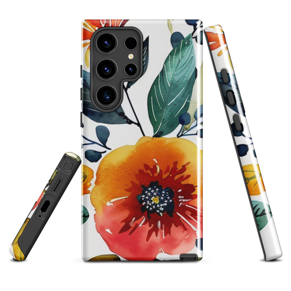 Amber Bloom Serenade tough case for Samsung Galaxy S25, dual-layer golden floral artwork, image 9