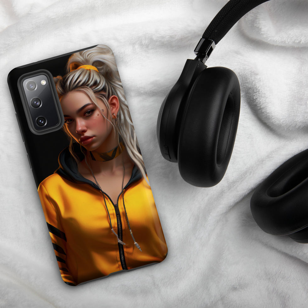 Neon Rebellion Samsung Tough Case with dark background behind the portrait