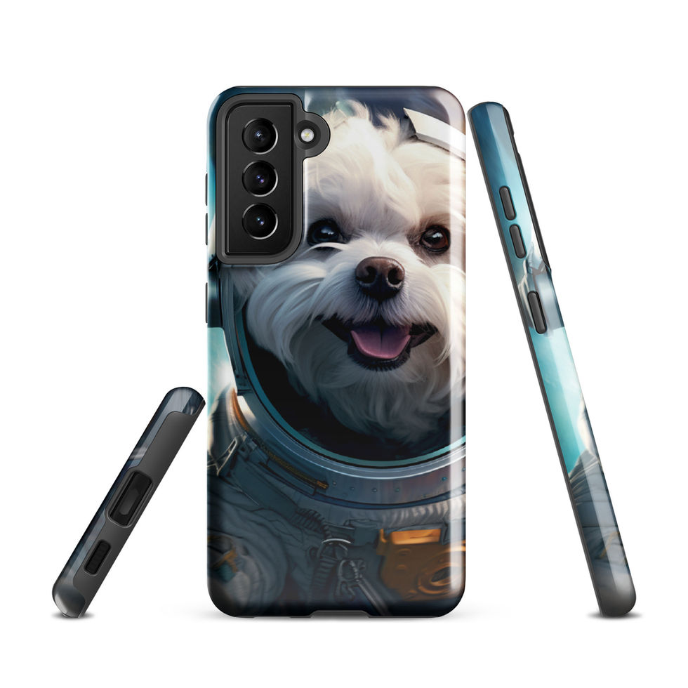 Cosmo Pup galaxy dog Samsung tough case โ rear case view in studio mockup