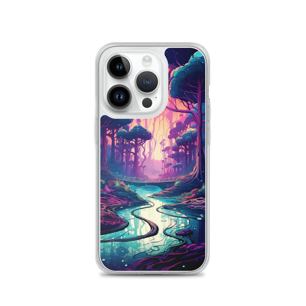 Neon Enchanted Forest luminous trees on clear iPhone case — gallery view 28