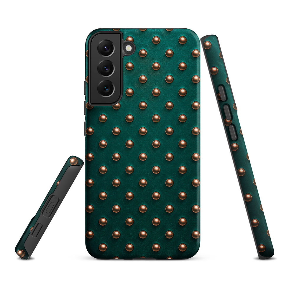 Teal Copper Dots tough case for Samsung Galaxy S22 Plus, copper-look dots on teal