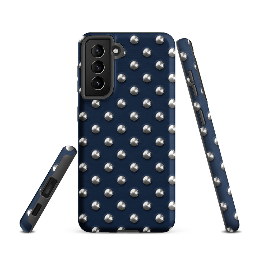 Midnight Silver Dots tough case for Samsung Galaxy S21, silver-look dots on navy blue