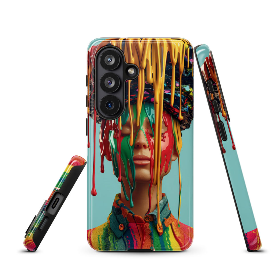 Drip Royale tough Samsung Galaxy case with vivid neon paint-drip portrait, handheld preview, preview 14