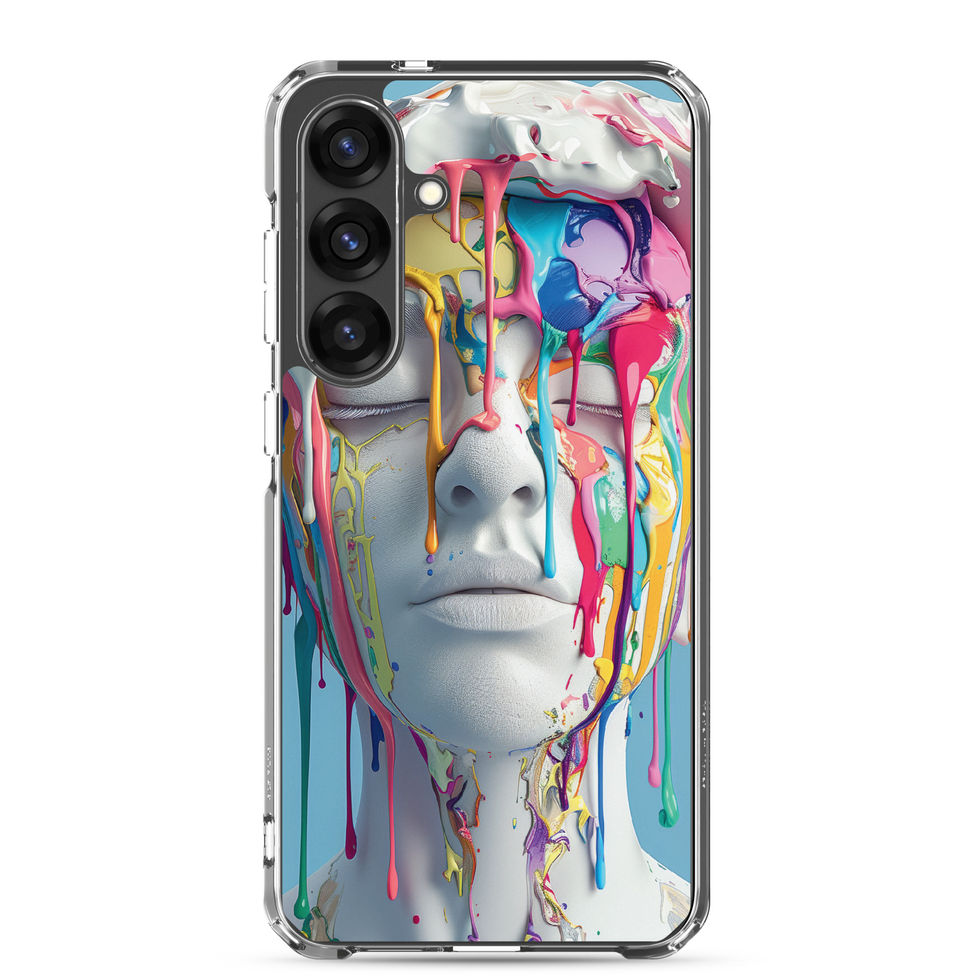 Chromatic Awakening clear Samsung phone case with vivid expressive portrait artwork, front view, image 18