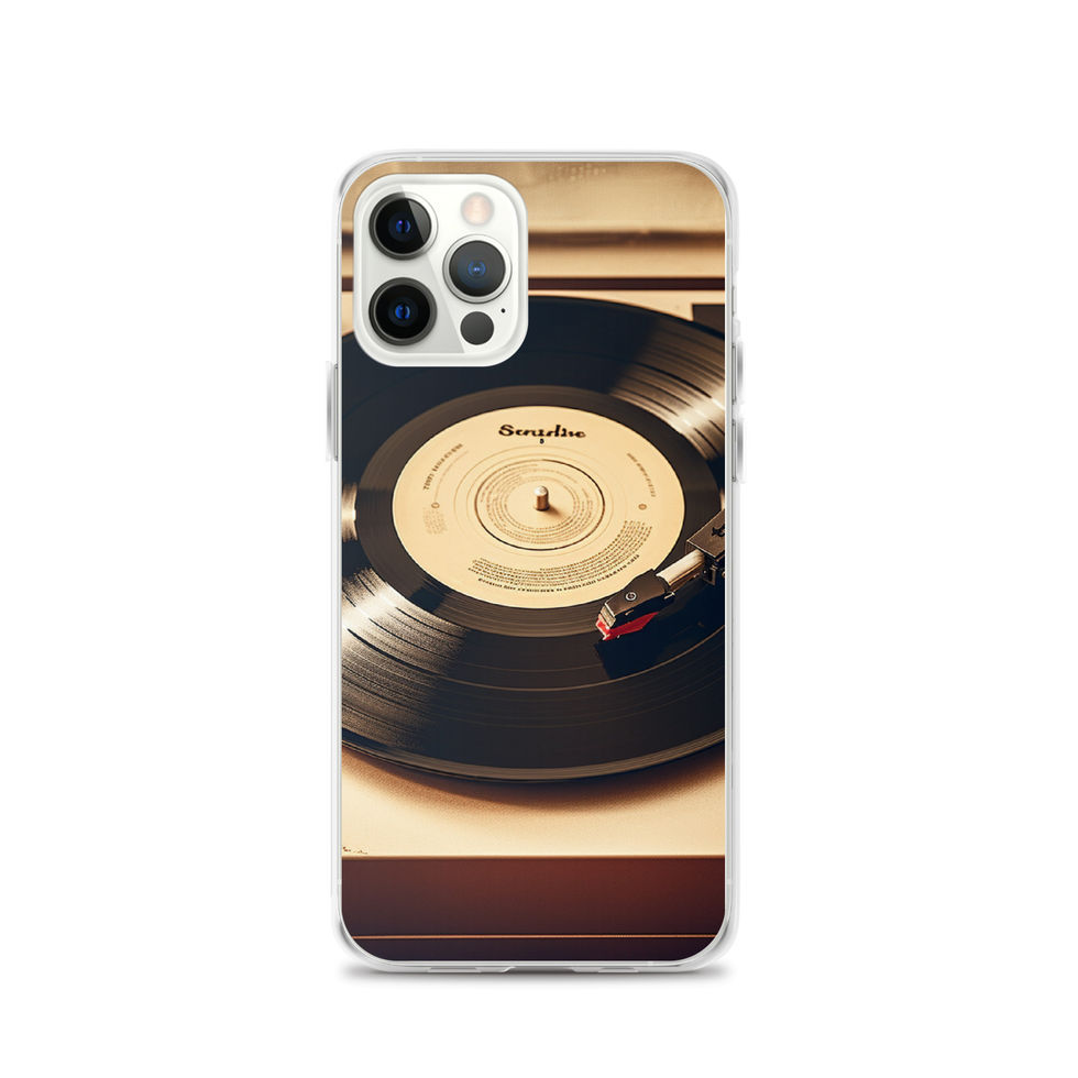 Golden Grooves clear iPhone case three-quarter view showing the slim profile, image 12.