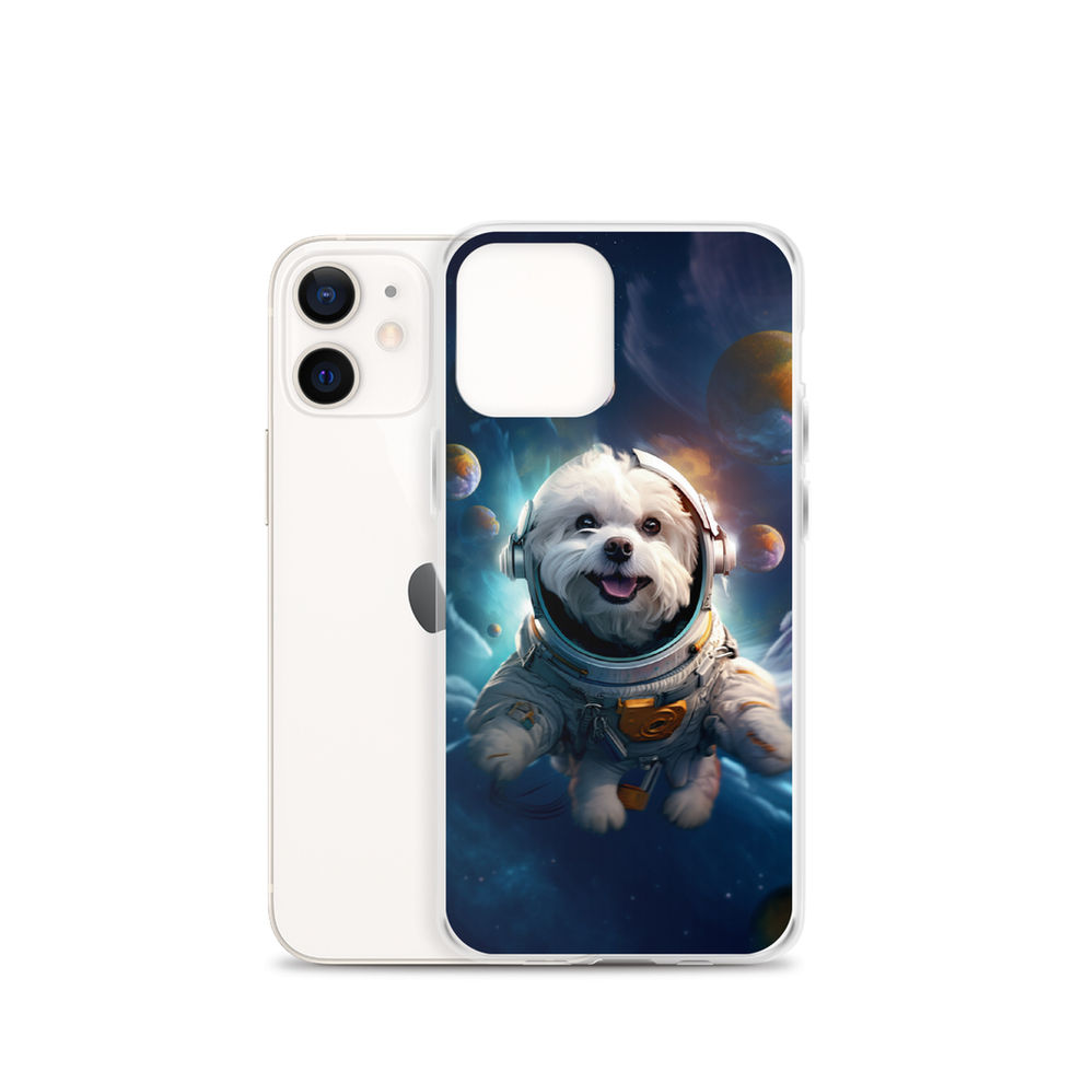 Galactic Voyager cosmic dog iPhone clear case — space design detail 09