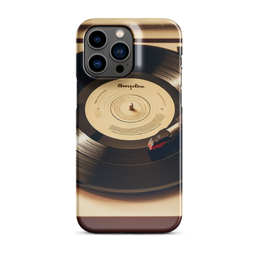 Golden Grooves slim iPhone Snap Case close-up of the glossy record-inspired artwork, image 16.