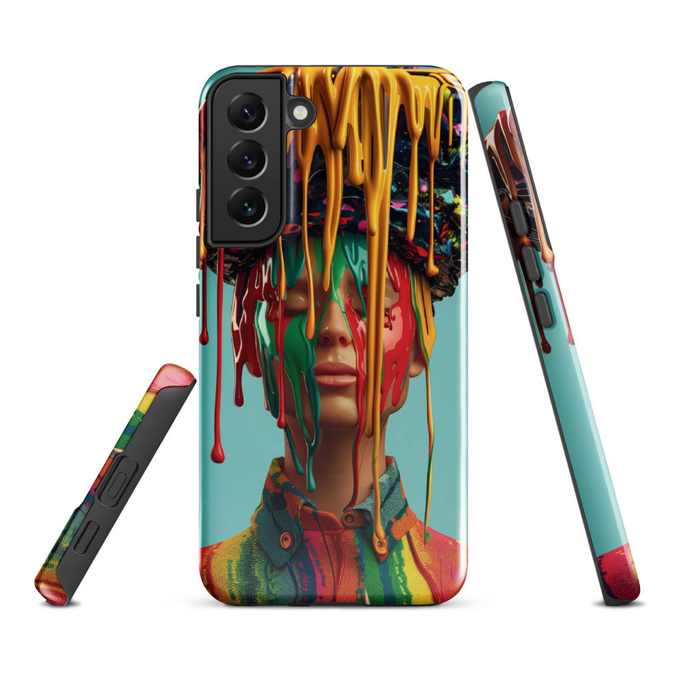 Drip Royale tough Samsung Galaxy case with vivid neon paint-drip portrait, close-up artwork detail, preview 3