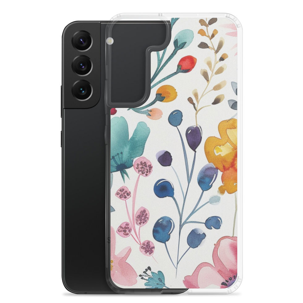 Whimsy Flora clear floral case for Samsung Galaxy S22 Ultra, transparent rear view