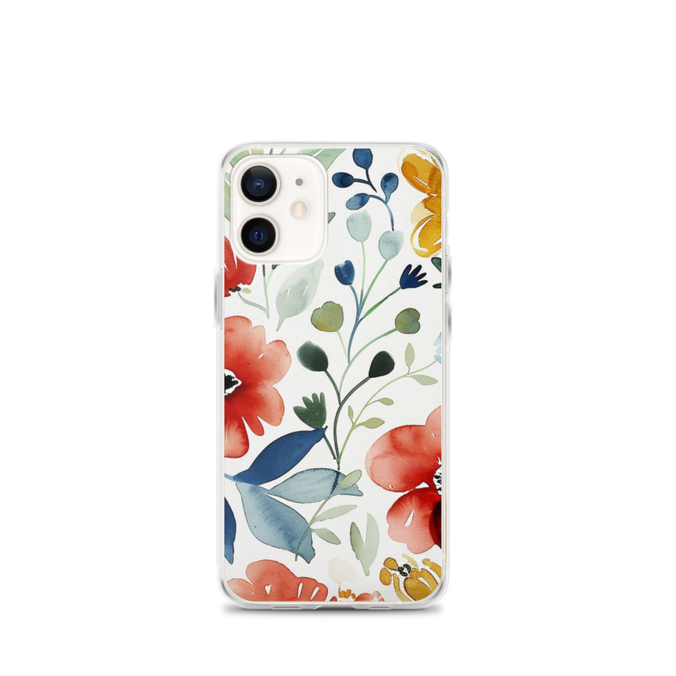 Watercolour Bloom clear case for iPhone 13 Mini, vibrant orange-and-green floral painting, image 8