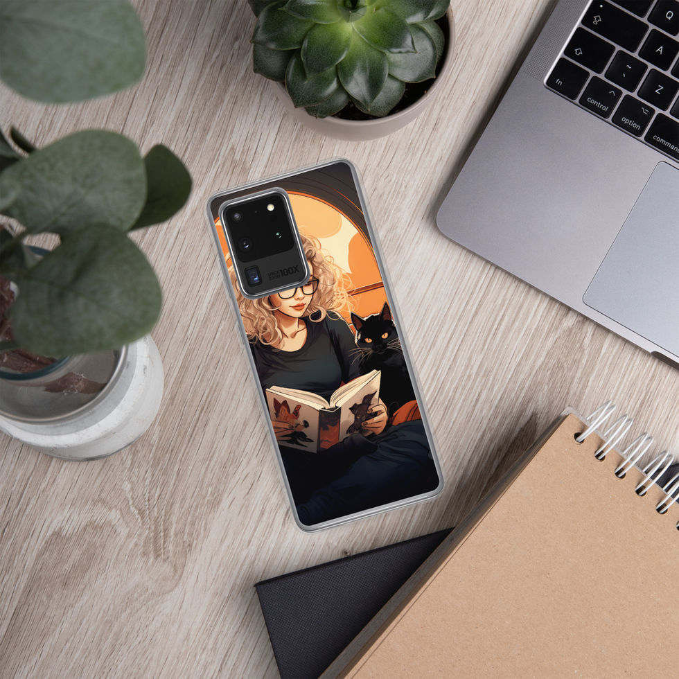 Literary Haven clear Samsung case with cat with pointed ears