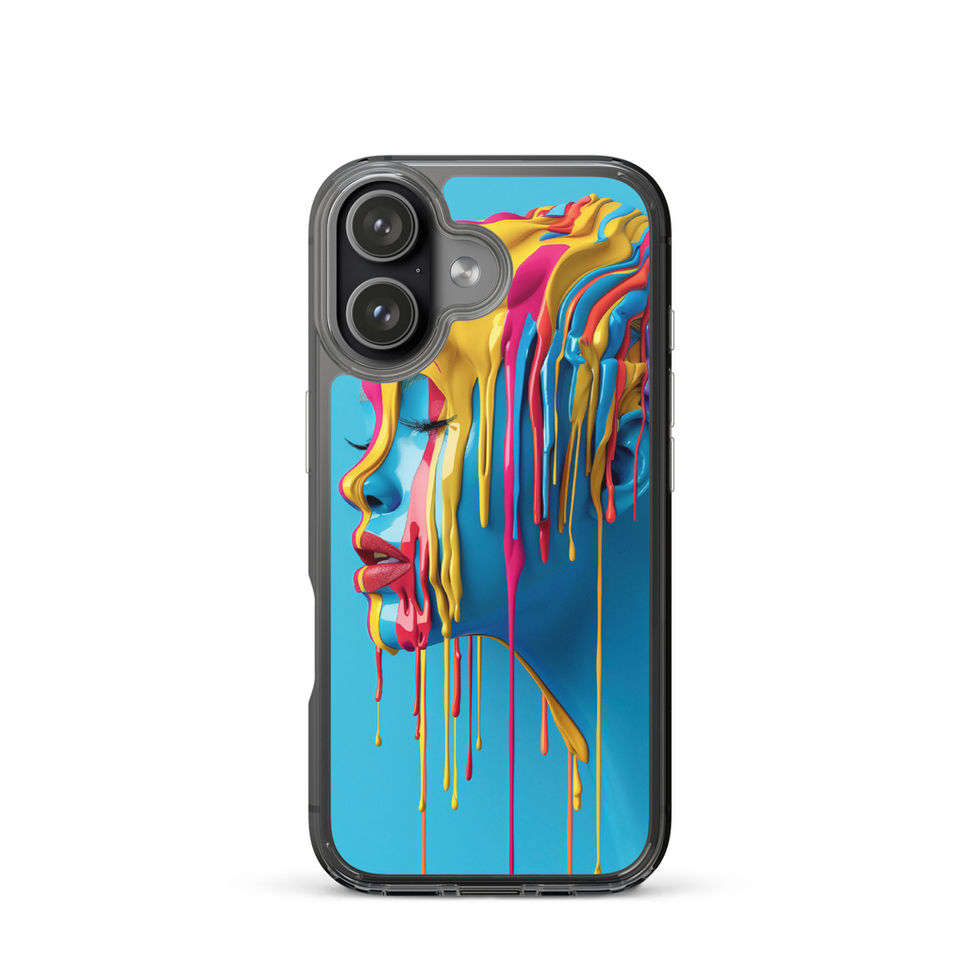 Melted Serenity clear case for iPhone with peaceful flowing portrait art, angled profile, preview 50