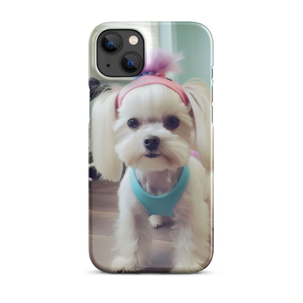 Fit Pup fitness dog iPhone snap case — right-angle profile in bright lifestyle scene