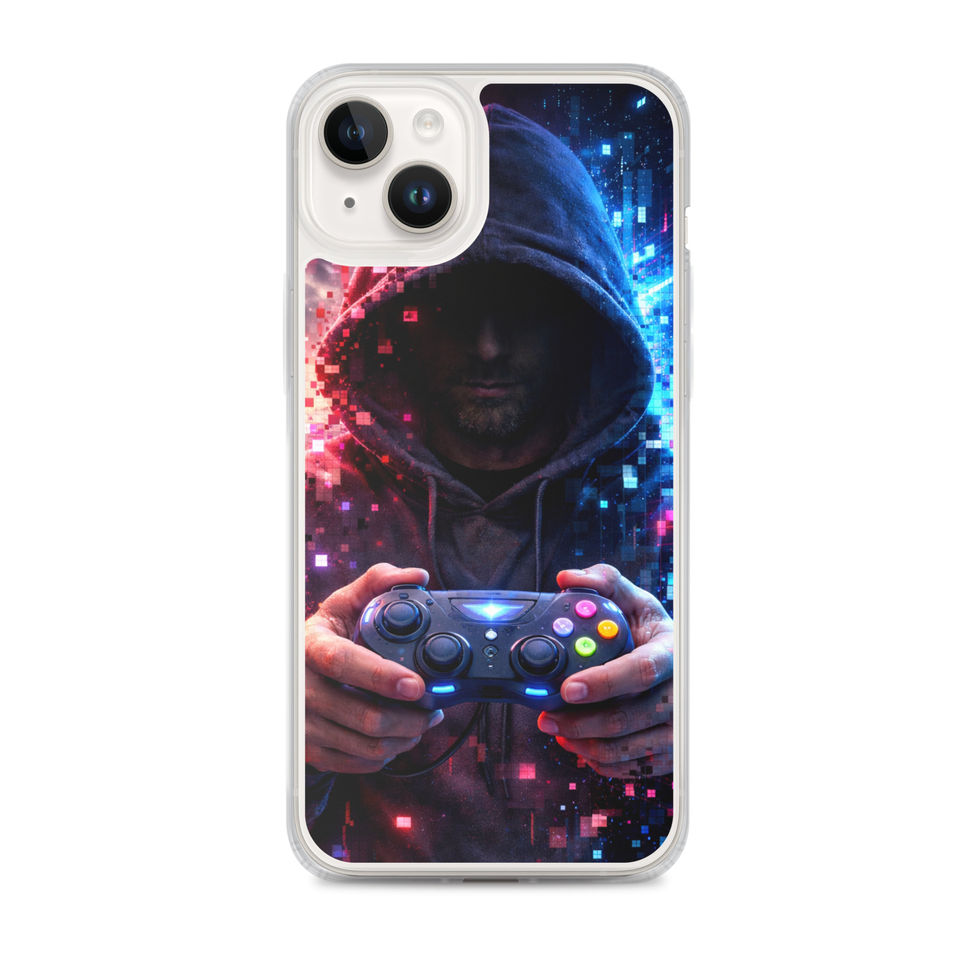 Digital Dominion Clear Case for iPhone 17 Air, side profile, cyber-city gaming art, gallery 24