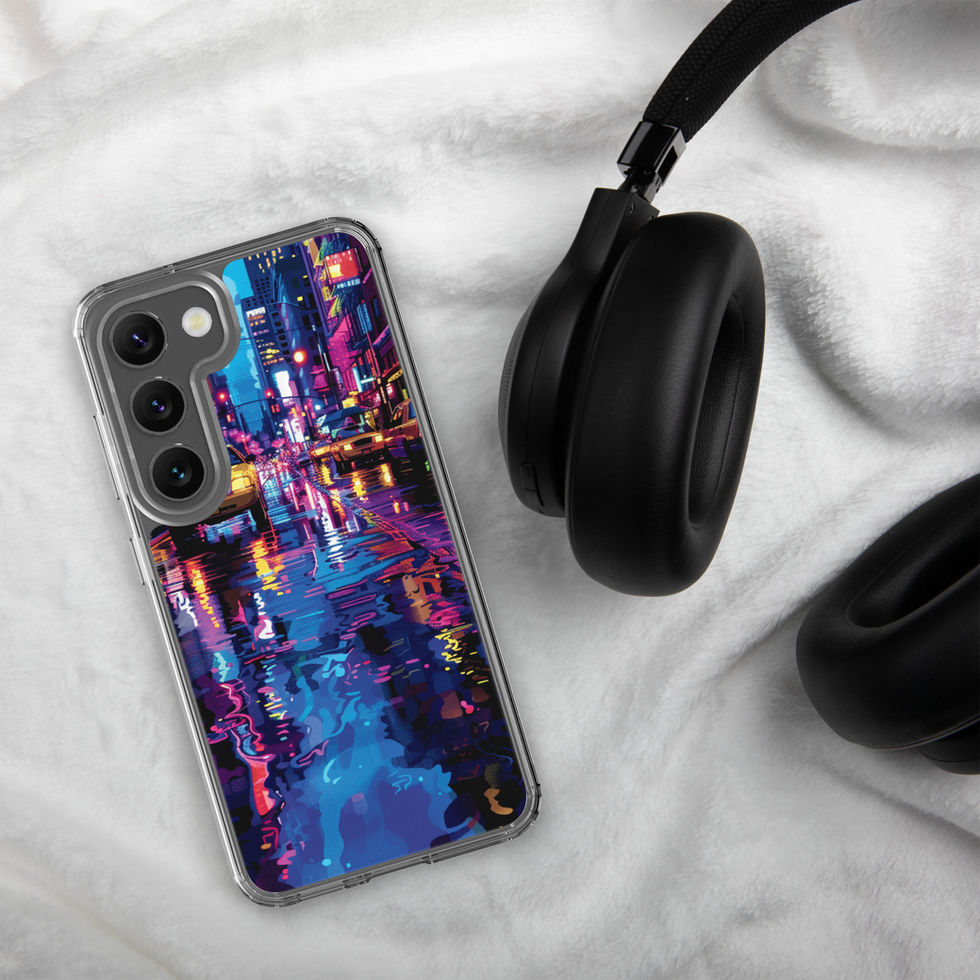 Neon Pulse glowing neon city artwork on a transparent clear Samsung case โ gallery view 41
