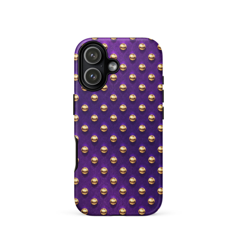 Amethyst Gold Dots tough case for iPhone 17, gold-look dots on amethyst purple