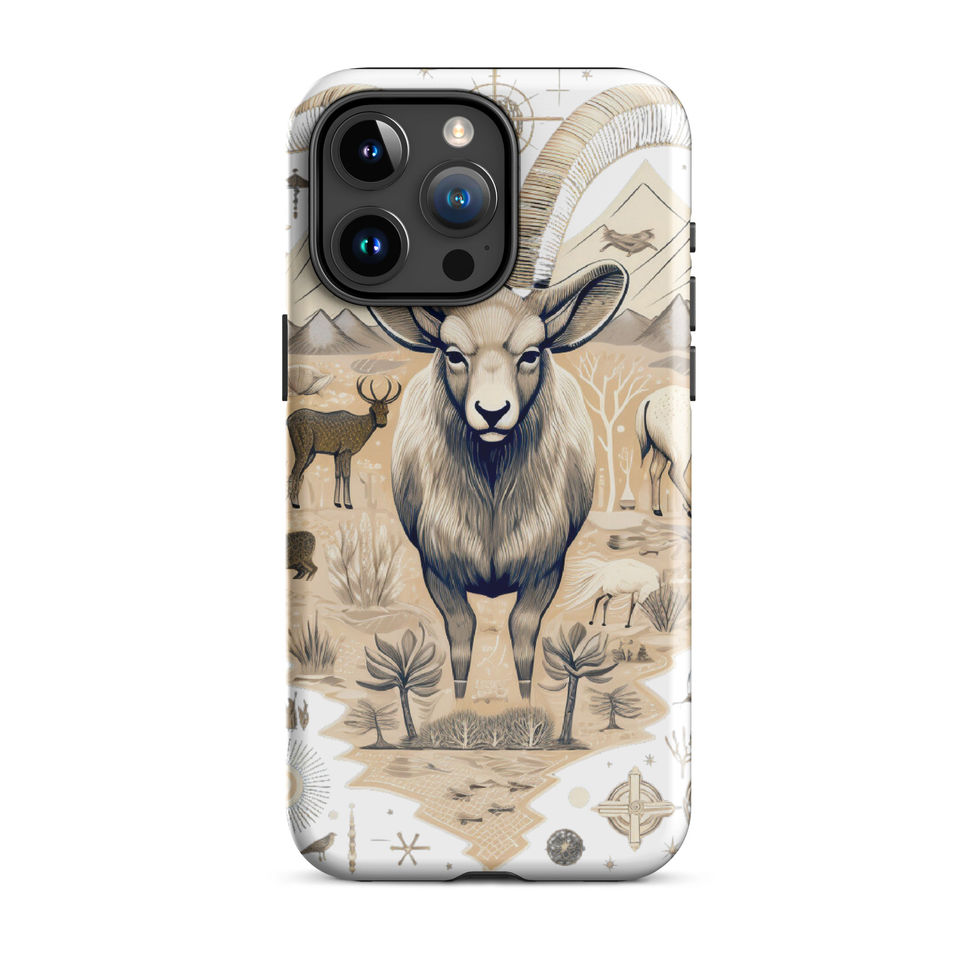 Nomadic ram-mockup-20 showing Nomadic Spirit artwork on an iPhone tough phone case